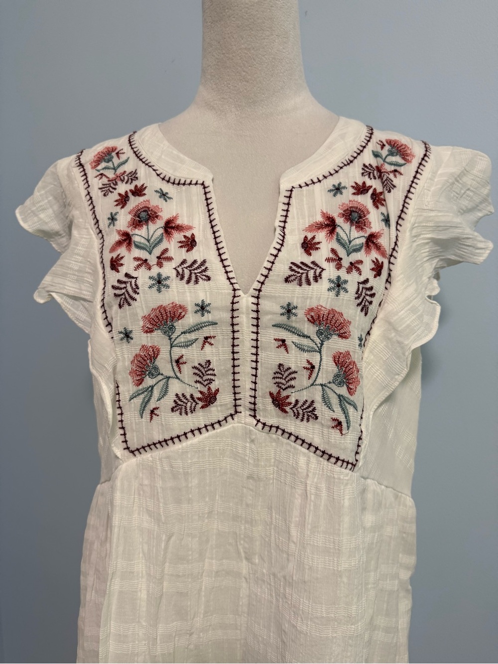 Sonoma Women’s Embroidered Tiered White Dress Size 0X - Picture 2 of 7